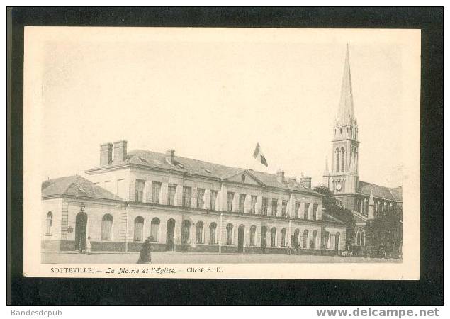 Sotteville - La Mairie Et L'église (Cliché E.D., Dos Précurseur) - Sotteville Les Rouen