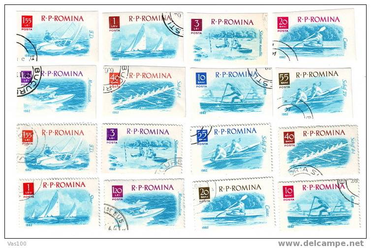 ROMANIA  1962,   SPORTS NAUTIQUE  USED  FULL SET  YVERT #1834-1841 - Ski Nautique