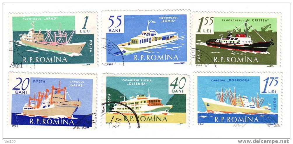 ROMANIA  1961,  MARINE USED FULL SET  YVERT #1773-1778 - Maritime