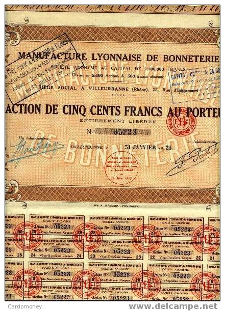 Manufacture LYONNAISE De BONNETERIE 1926 (art. N° 83 ) - Textile
