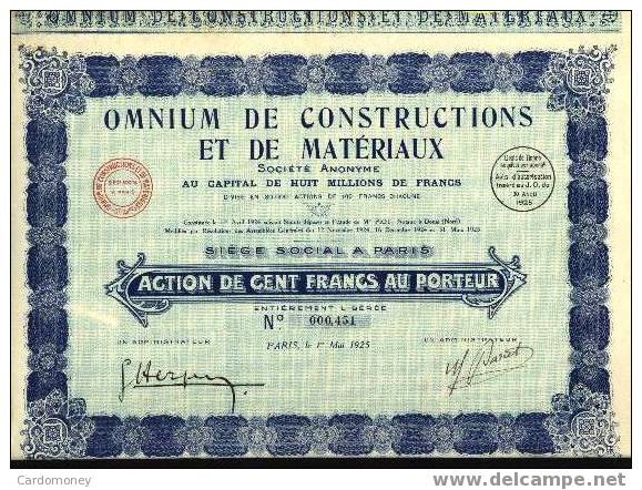 OMNIUM De CONSTRCTIONS Etde MATERIAUX 1925 (art. N° 84 ) - Industrie