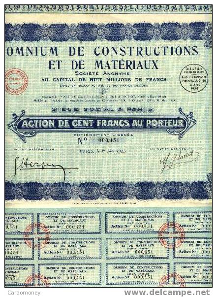 OMNIUM De CONSTRCTIONS Etde MATERIAUX 1925 (art. N° 84 ) - Industrie