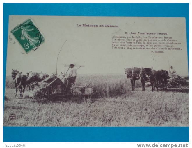 Attelages)- La Moisson-en-beauce--- Tres Belle Carte Rare - Attelages