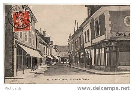 CPA 18 AUBIGNY - La Rue Du Charbon - Aubigny Sur Nere
