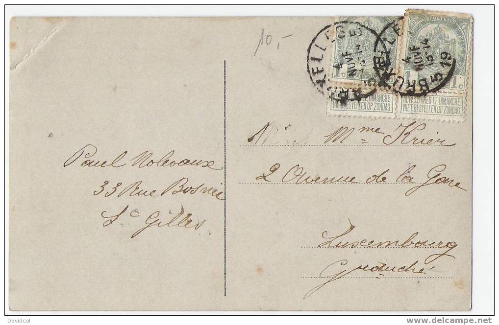 SA223.-.BELGIE, CIRCULATED POST CARD, BRUXELLES TO LUXEMBURG. - Andere & Zonder Classificatie