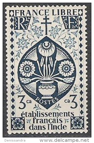 Etablissements Français Dans L'Inde 1942 Michel 220 Neuf * Cote (2006) 0.40 Euro Fleur De Lotus - Neufs