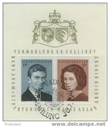 Liechtenstein Mi Block 7 Wedding Prince Hans-Adam With Princess Marie - 1967 - Blocks & Sheetlets & Panes