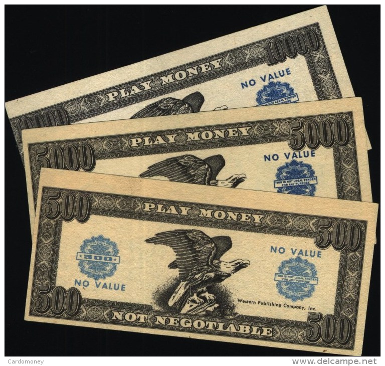 Série De 3 Billets De Jeux : 500 , 5000 & 10 000 US DOLLARS (play Money) (N° 417) - Autres & Non Classés