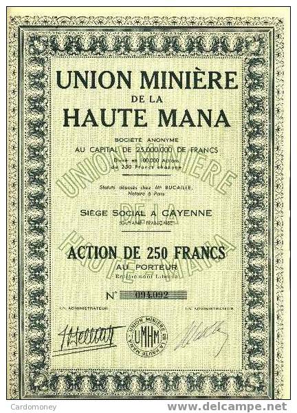 HAUTE MANA (Guyanne) (art. N° 79 ) - Bergbau