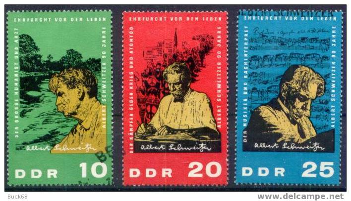 ALLEMAGNE RDA DDR Poste  783 à 785 (o) Albert SCHWEITZER Prix Nobel De La Paix 1952 ( Lambaréné GABON ) - Albert Schweitzer