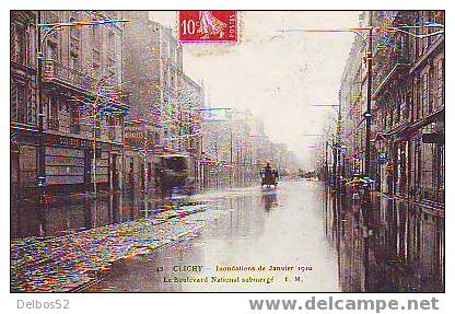 45 - CLICHY - Inondation De Janvier 1910 - Le Boulevard National Submergé - Clichy
