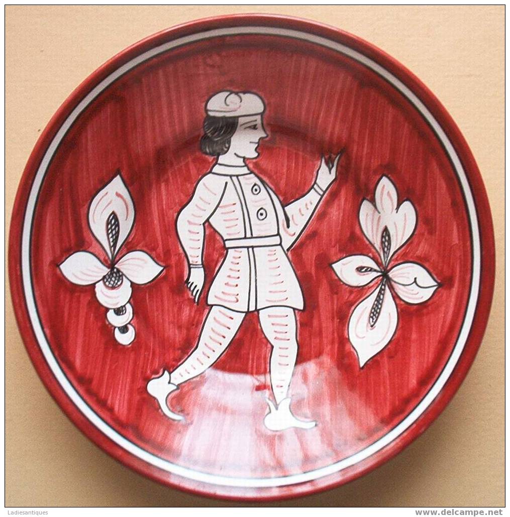 Deruta Figurina Fondo Rosso - Plate - Assiette - Bord - AS 1409 - Deruta (ITA)