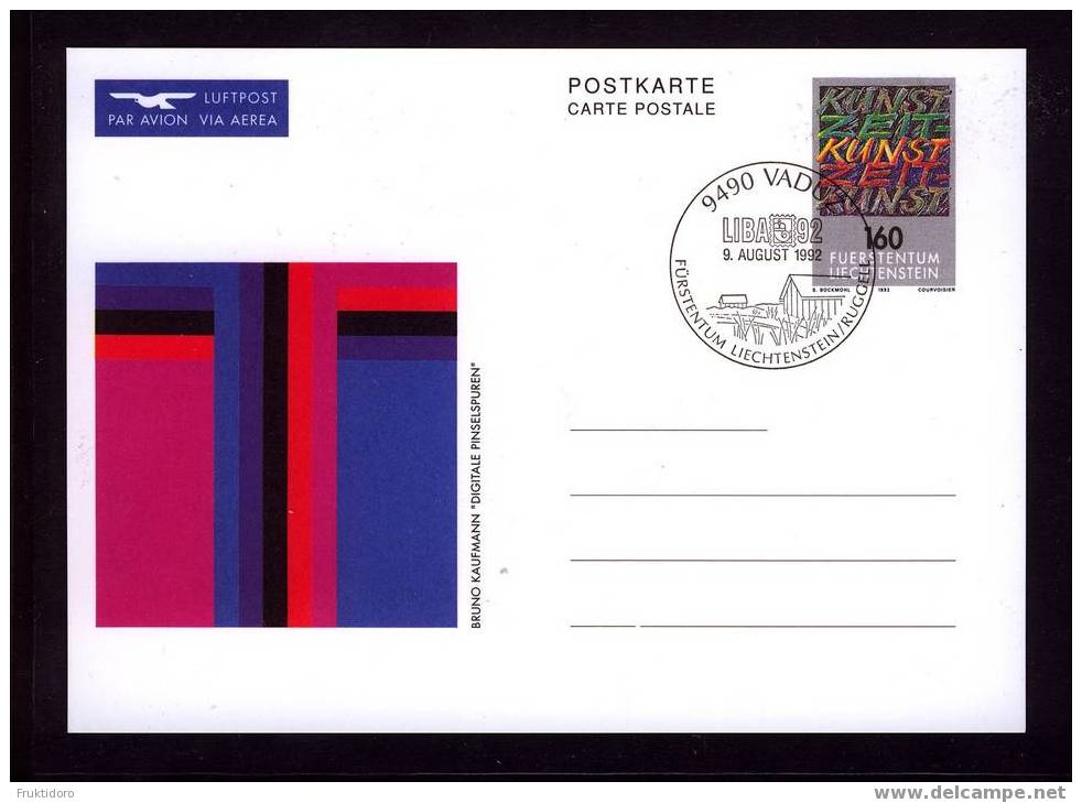 Liechtenstein Postal Stationery - Ganzsache Nr 96 - Painting ´Digitale Pinselspuren´ By Bruno Kaufmann - Ganzsachen