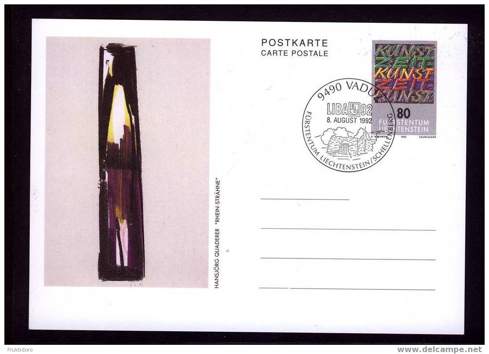 Liechtenstein Postal Stationery - Ganzsache Nr 92 Rhein-Strähne - Enteros Postales