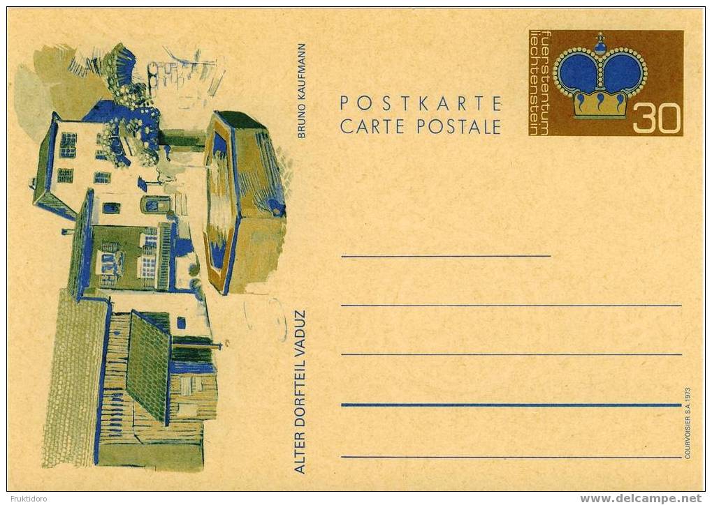 Liechtenstein Postal Stationery - Ganzsache Nr 76 * * (1973) Old Vaduz - Stamped Stationery