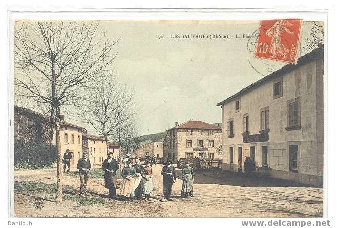 69 // RHONE / LES SAUVAGES / La Place / ANIMEE / COLORISEE N° 90 /** - Villeurbanne