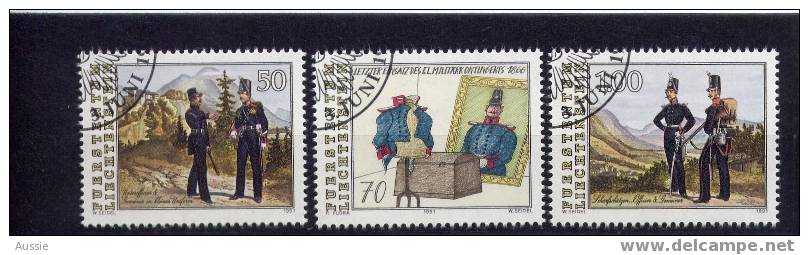 Liechtenstein 1991 Yvertn° 961-63 (°) Oblitéré Used Cote 3,70 Euro Uniformes Militaires - Oblitérés