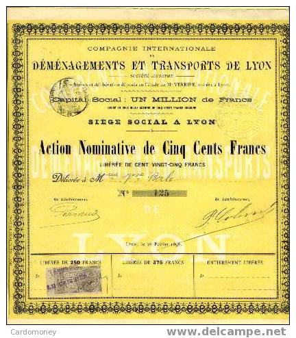 DEMENAGEMENTS Et TRANSPORTS De LYON (action Nominative)-(art.N° 80 ) - Transporte