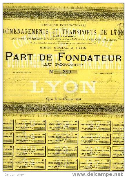 DEMENAGEMENTS Et TRANSPORTS De LYON (part De Fondateur)-( Art. N° 81 ) - Transporte