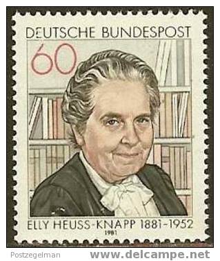 GERMANY 1981 MNH Stamp(s) Elly Heuss 1082 #1694 - Nuevos