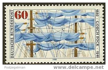 GERMANY 1980 MNH Stamp(s) Gorch Fock 1058 #1693 - Unused Stamps