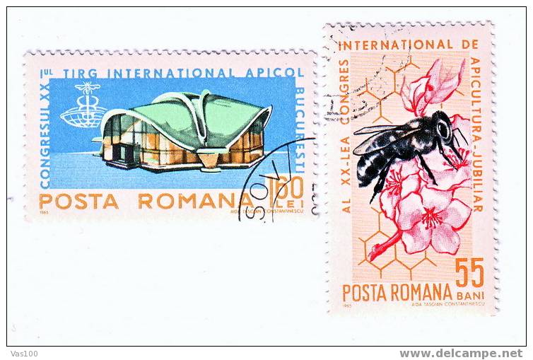 ROMANIA 1965, 20´e CONGRES DE LA FEDERATION INTERNATIONALE D´APICULTURE,A BUCHAREST  USED  YVERT#2140,2141 - Honeybees