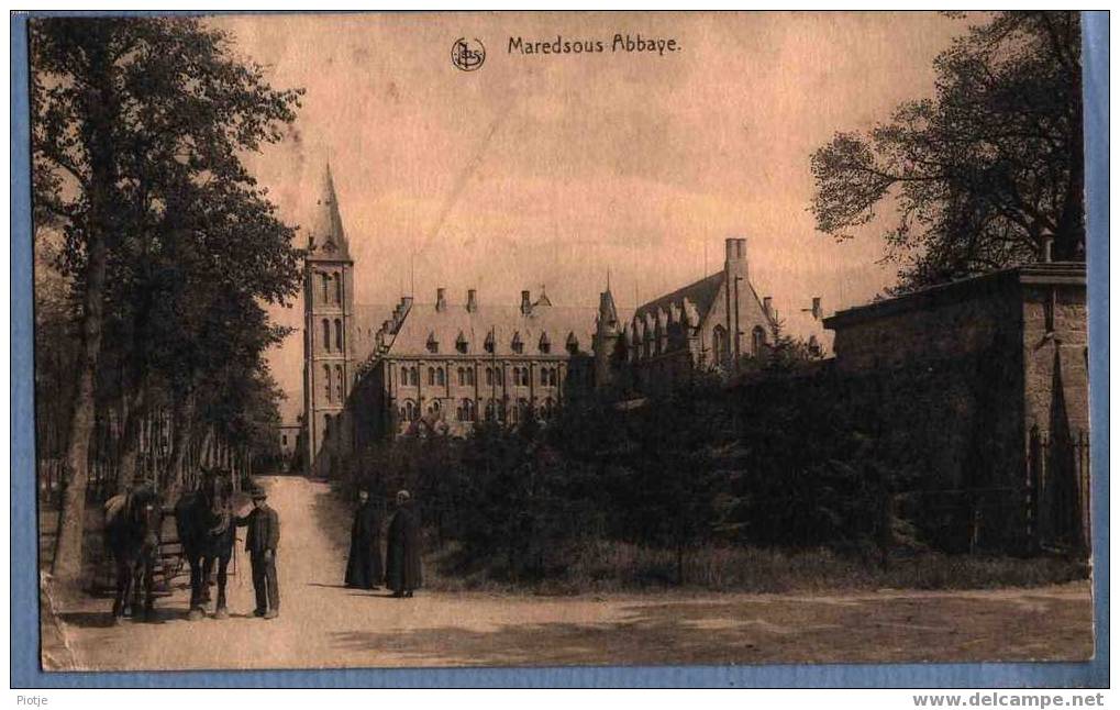 * Maredsous * L'abbaye De Maredsous, Klooster Van Maredsous, Abdij, Paard En Kar, Cheval, Pater, Abt, Broeder,père,vieux - Anhée