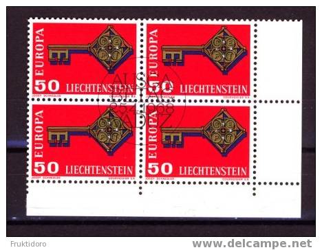 Liechtenstein Mi 495 Europa 1968 Block Of 4 - Key - Ungebraucht