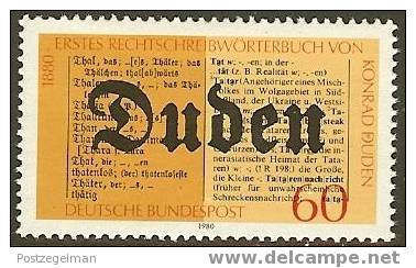 GERMANY 1980 M.N.H. Stamp(s) Konrag Duden 1039 #2013 - Unused Stamps