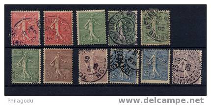 France 1903-24, Semeuse Lignée Avec Variété De Couleurs , Cote 24 €, (32128) - 1903-60 Semeuse Lignée