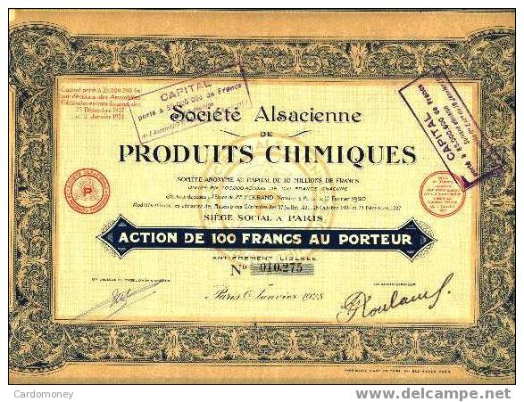 Société Alsacienne De PRODUITS CHIMIQUES 1928 (art. N° 94 ) - Industrial