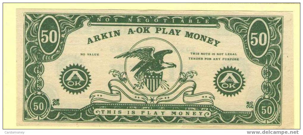 3 Billets De Jeu ARKIN 20 , 50 , 100 Dollars (Play Money) (N° 420) - Autres & Non Classés