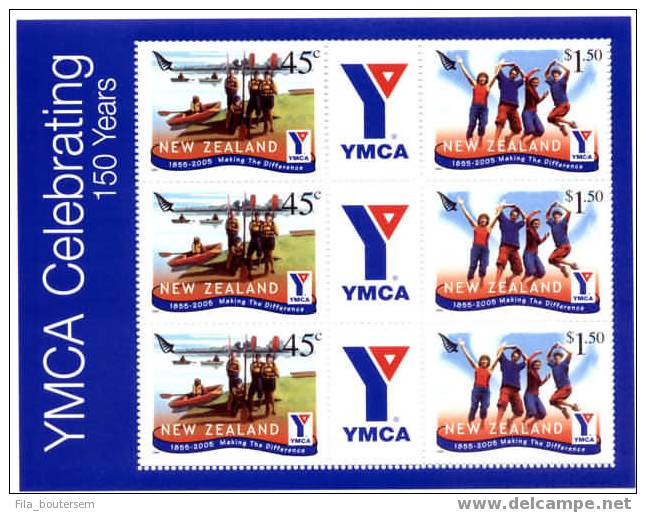 New Zealand - Nouvelle Zéande : 02-02-2005  (**) BLOC + Stamps Out Of Bloc : Commemoratives "100 Years YMCA" - Neufs