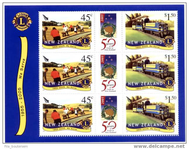 New Zealand - Nouvelle Zéande : 02-02-2005  (**) BLOC + Stamps Out Of Bloc : Commemoratives "100 Years LIONS" - Nuovi