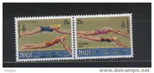 NIUE   N° 306/07 * *    Jo 1980  Natation - Schwimmen