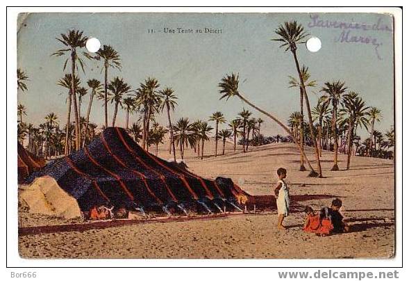 OLD MOROCCO Postcard " CHILDREN At BOOTH " - Military Stamped 1922 ! - Agadir