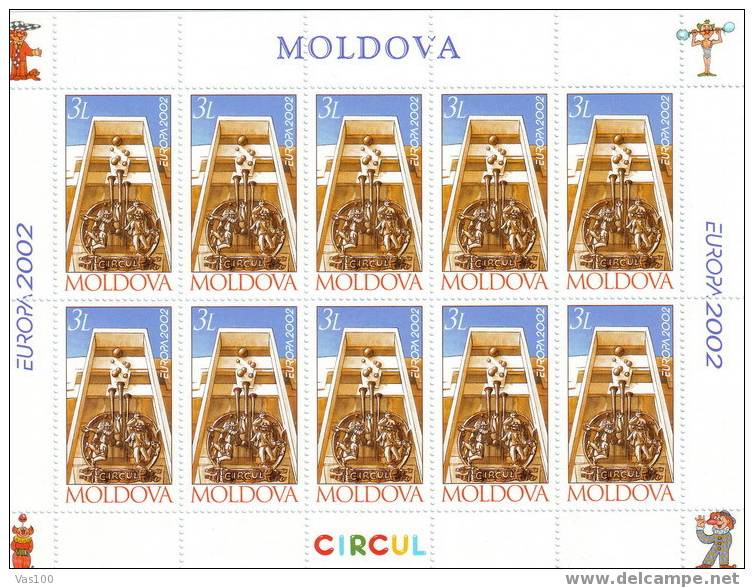 Moldavie 2002  Europa CEPT Cirque Minisheet 10 X,MNH,OG,MS. - Circus
