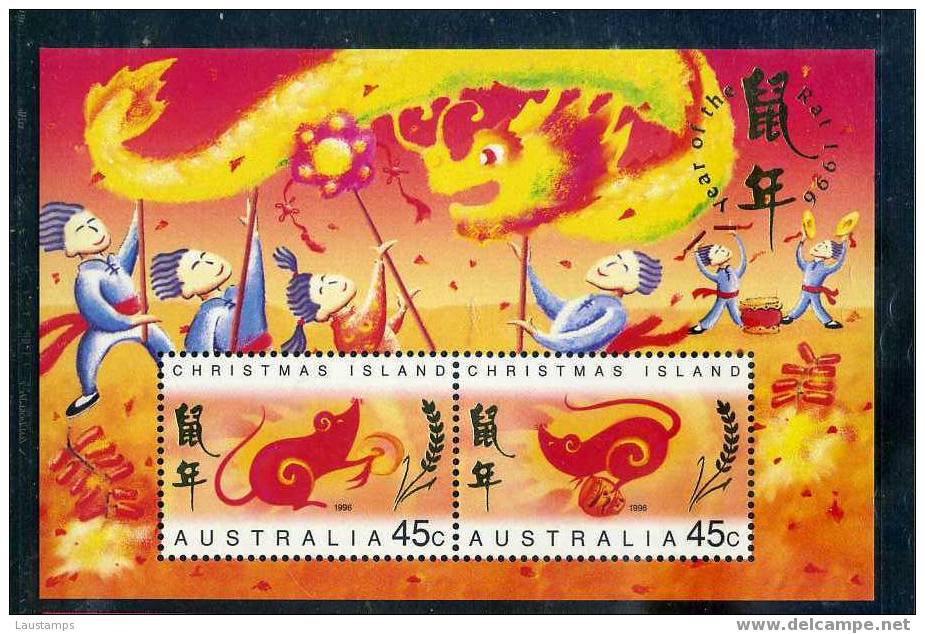 Christmas Island 1996 Year Of The Rat S/S MNH - Chines. Neujahr