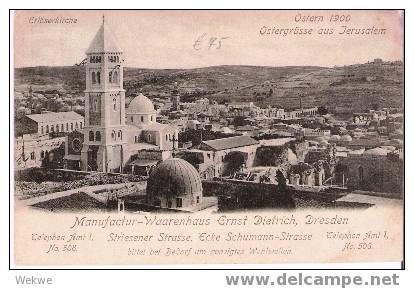 Pal025 / Palästine – Palestine – Jerusalem – Ostergrüsse 1900 Mit Firmenwerbu - Palästina