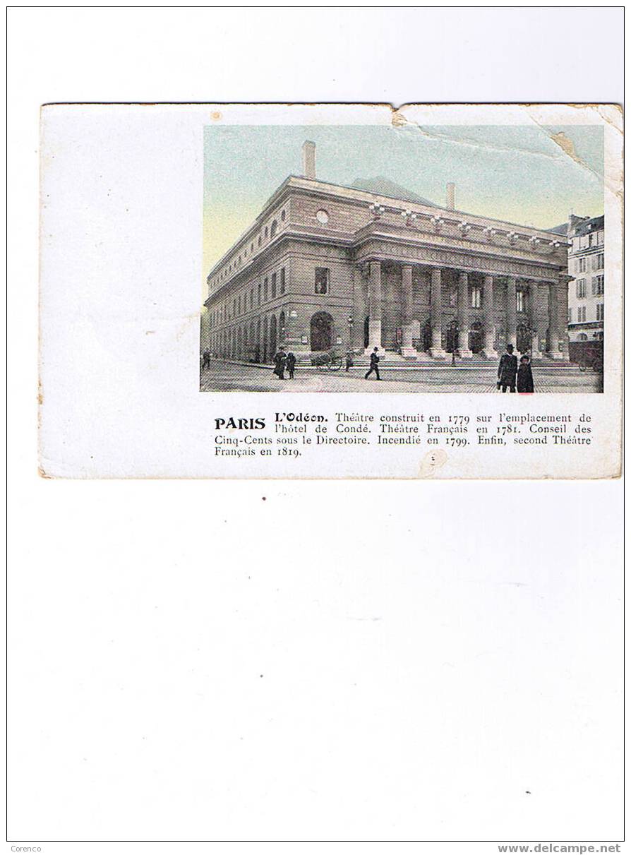 75  PARIS  L Odéon    Non écrite  Dos Non Séparé  1904 - Altri & Non Classificati