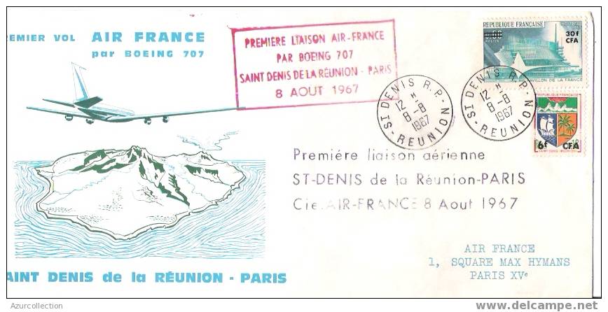 LETTRE  REUNION  1ERE LIAISON AIR FRANCE - Sonstige & Ohne Zuordnung