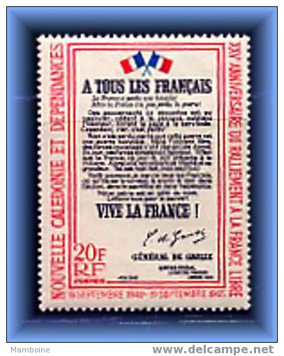 Nlle Caledonie  Appel  Gal De Gaulle  1965 N 326 . Neuf Sans Trace - Unused Stamps