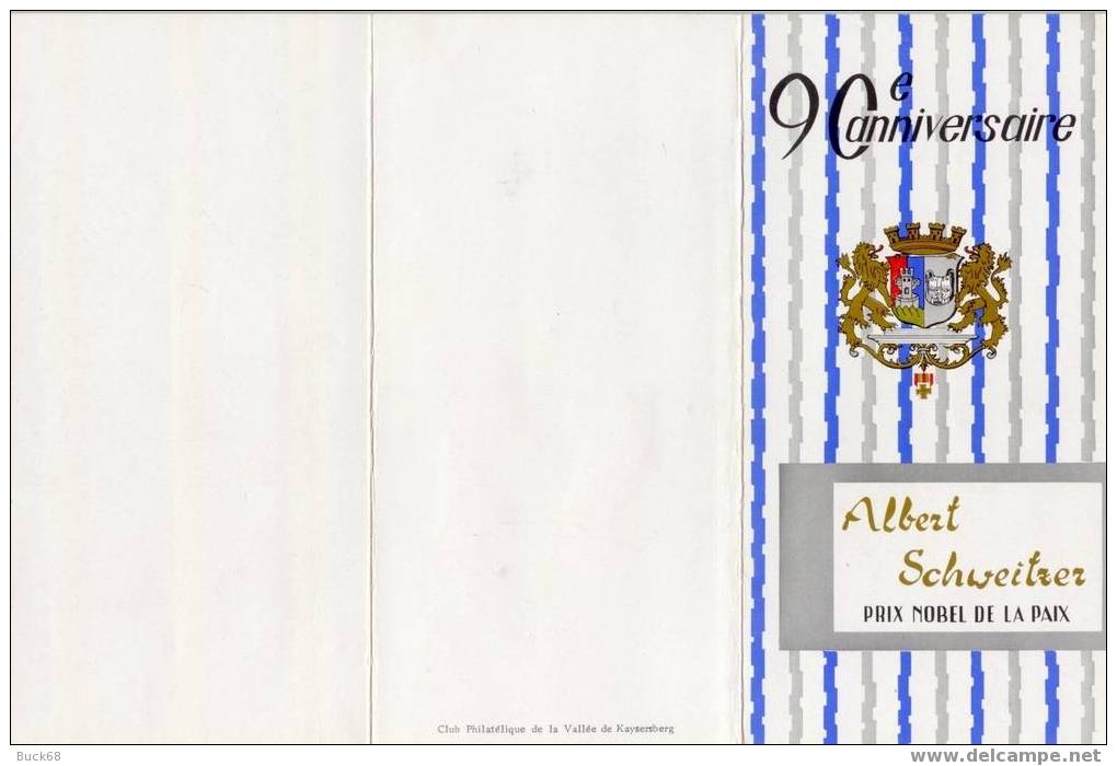 FRANCE 90ème Anniversaire Encart Triptyque Commémoratif Albert SCHWEITZER GABON NOBEL KAYSERSBERG 3 - Albert Schweitzer