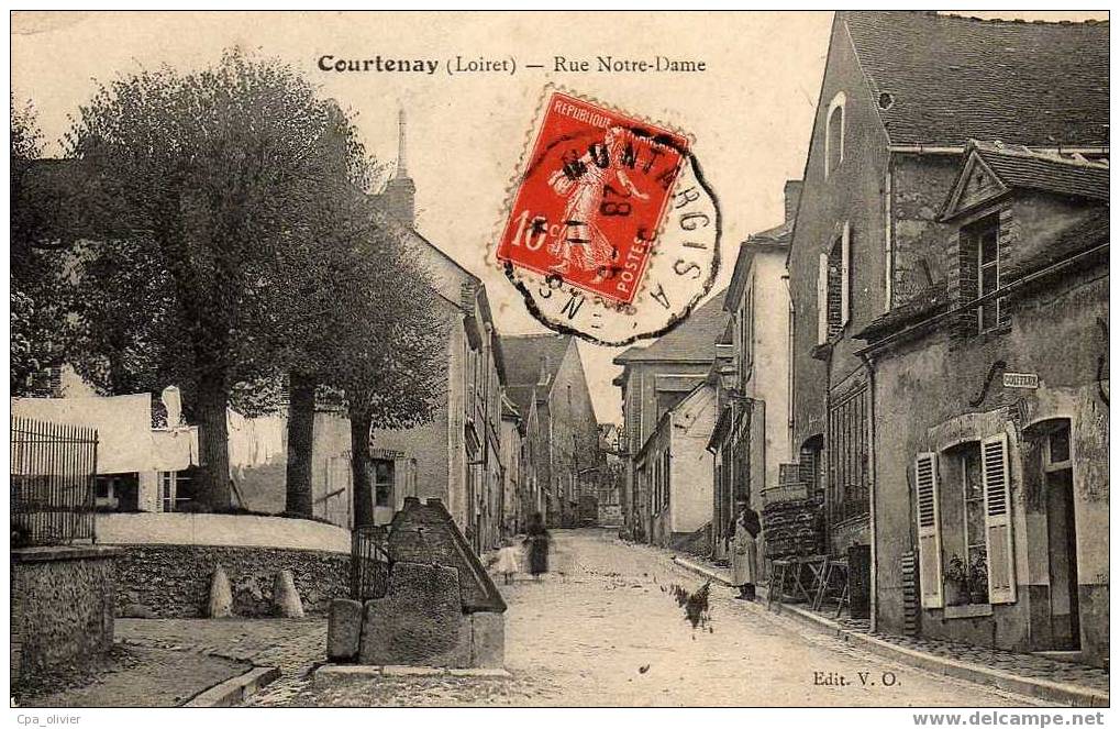 45 COURTENAY Rue Notre Dame, Animée, Coiffeur, Ed VO, 1911 - Courtenay