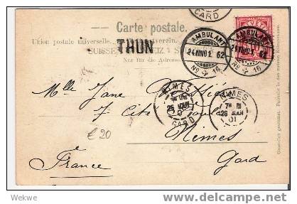 CH028 /Lungern – Die Kirche Auf Seltener Reliefkarte – 1901 (Ambulant Thuin Nach Nimes) - Lungern