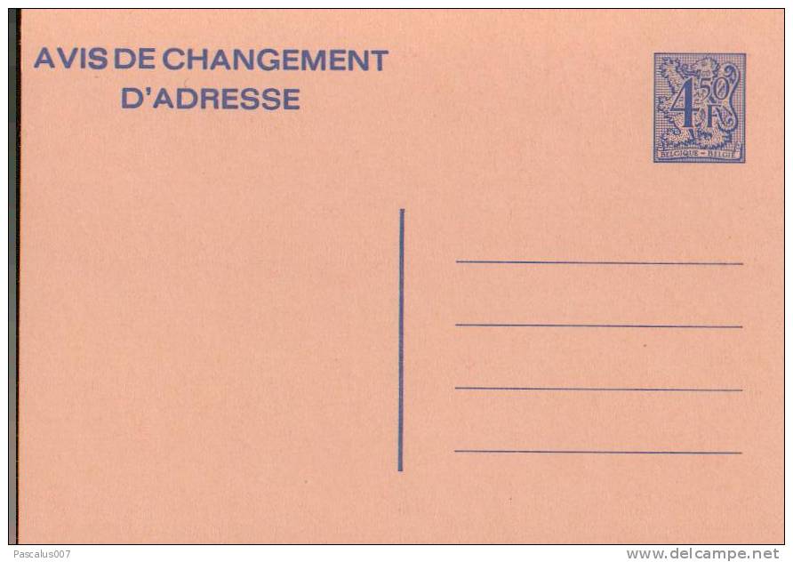 AP - Entier Postal - Carte Postale Avis De Changement D´adresse N° 21 - Chiffre Sur Lion Héraldique Avec Banderole - 4,5 - Addr. Chang.