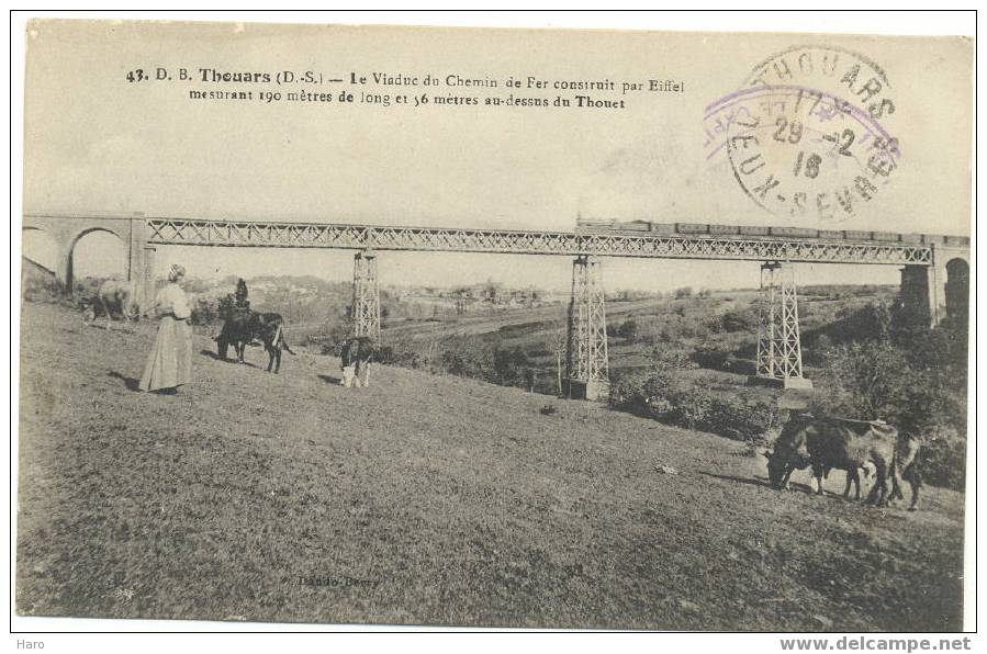 THOUARS - Le Viaduc Du Chemin De Fer Construit Par Eiffel. - 1916  (384) - Thouars