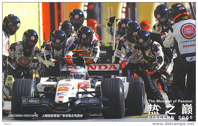 Chine : Entier Carte Course F1 2005 Automobile, Sport, Honda, Voiture, Publicité, Cigarette, Tabac, Lucky Strike - Auto's