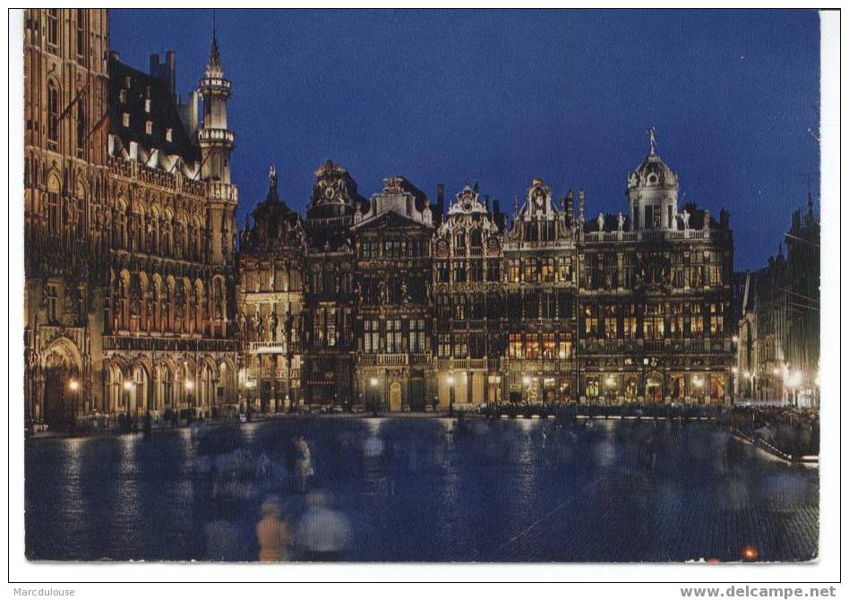 Bruxelles. Brussel. Grand'place. Le Roi D'Espagne, Le Sac, Le Renard. Grote Markt. Koning Van Spanje, Den Sack, Den Vos. - Bruxelles By Night