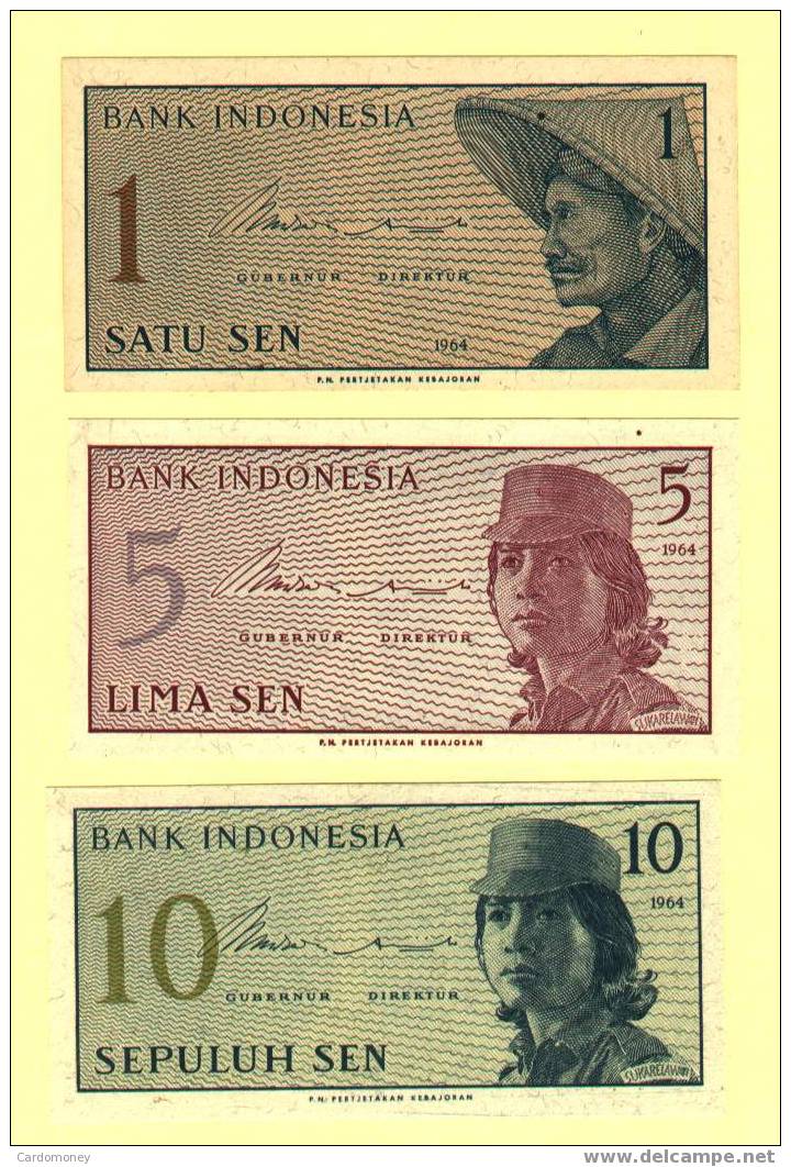 INDONESIE Lot De 3 Billets 1964 (NEUF-UNC)(N° 425) - Indonésie
